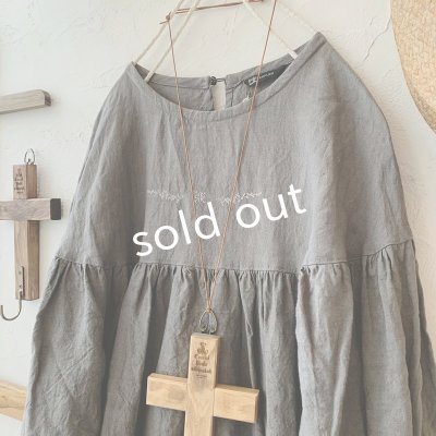 画像3: mifumi／アトリエ刺繍ポワンヨークワンピース・濃灰