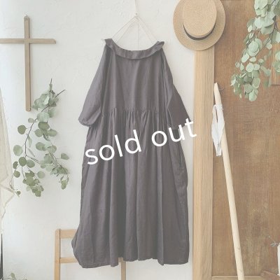 画像6: mifumi/わたぐもオーガンジー はなれ衿のサラワンピース・スミクロ