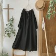 画像4: mifumi／アトリエ刺繍 森のオーバーワンピース・黒