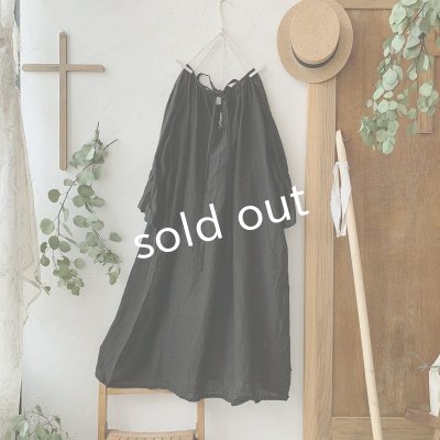 画像4: mifumi/アトリエ刺繍 森のオーバーワンピース・黒