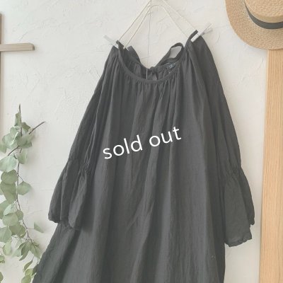 画像2: mifumi／アトリエ刺繍 森のオーバーワンピース・黒