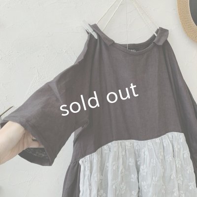 画像3: mifumi/わたぐもオーガンジー はなれ衿のサラワンピース・スミクロ