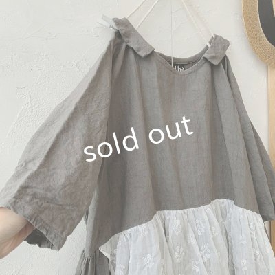 画像3: mifumi／わたぐもオーガンジー はなれ衿のサラワンピース・濃灰