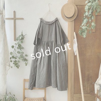 画像6: mifumi／わたぐもオーガンジー はなれ衿のサラワンピース・濃灰