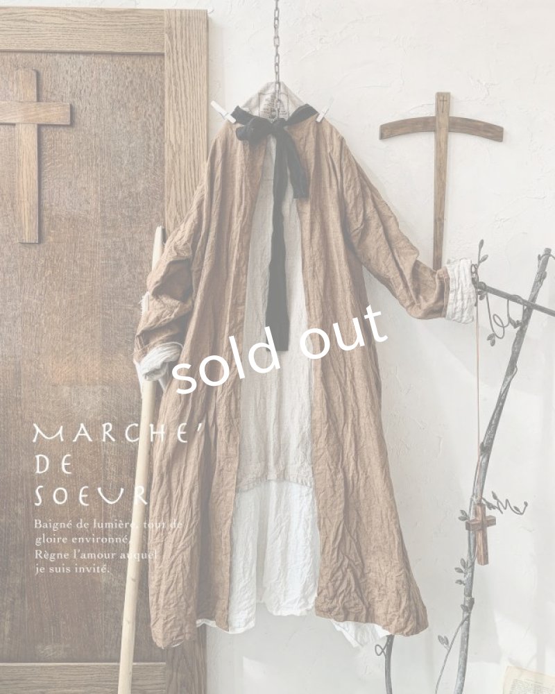 画像1: MARCHE' DE SOEUR／後ろりぼんワンピース・柿渋染め (1)