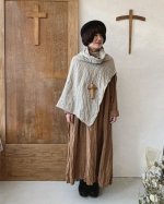 画像8: MARCHE' DE SOEUR／ウールリネンのポンチョ・杢ナチュラル (8)