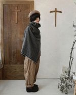 画像9: MARCHE' DE SOEUR／ウールへリンボンのポンチョ・杢チャコール (9)