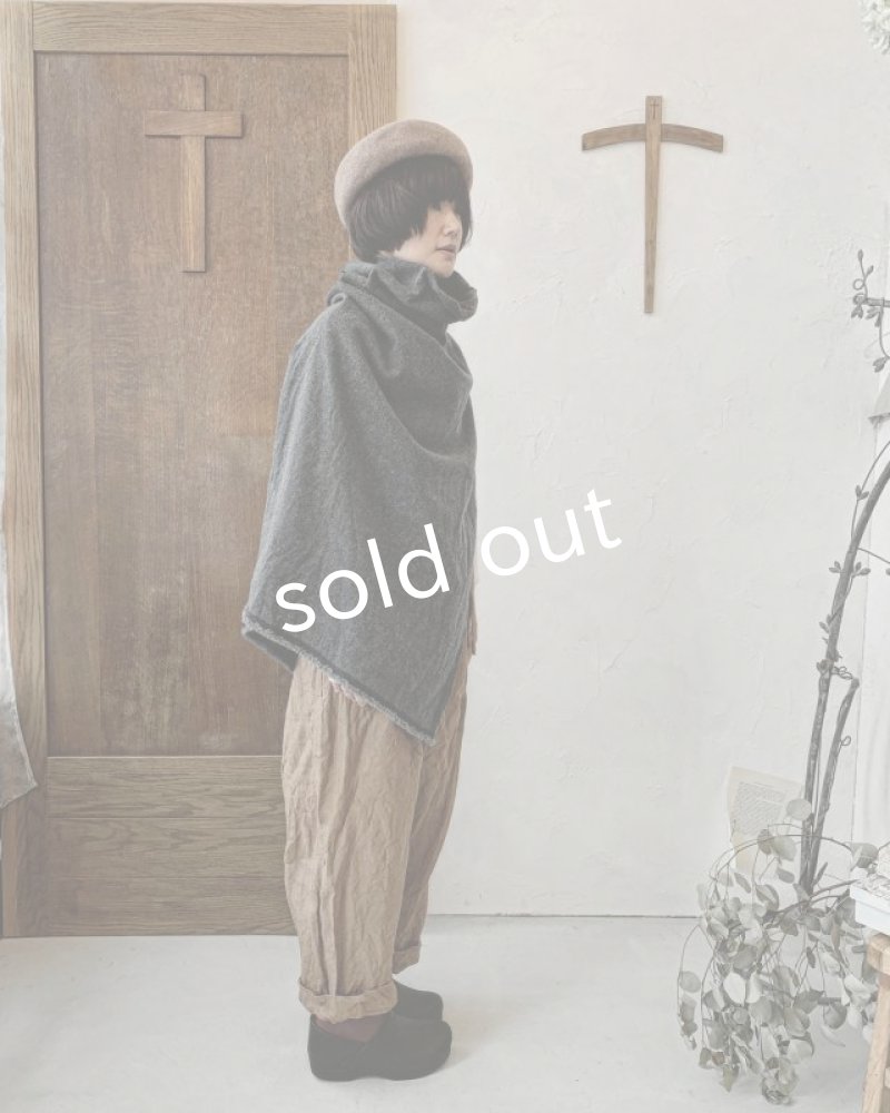 画像9: MARCHE' DE SOEUR／ウールへリンボンのポンチョ・杢チャコール (9)