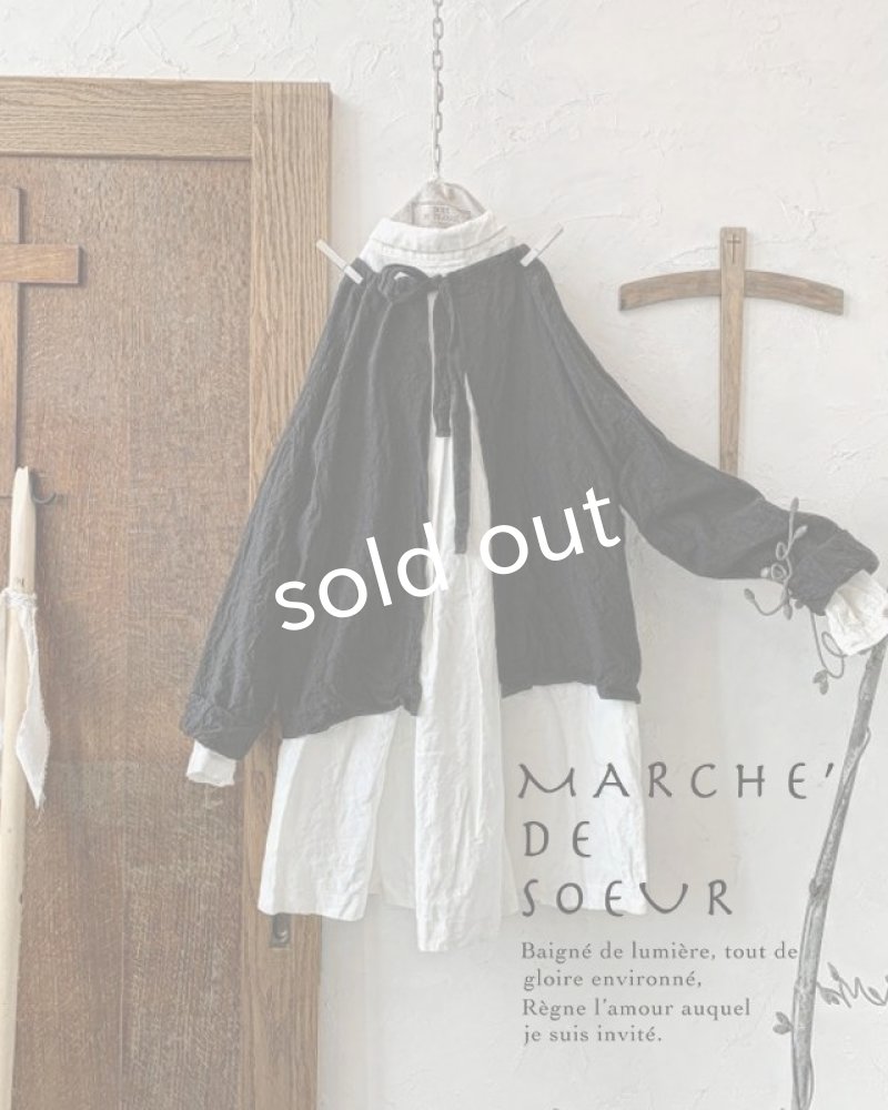 画像1: MARCHE' DE SOEUR／後ろりぼんショートプルオーバー・黒 (1)