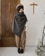 画像8: MARCHE' DE SOEUR／ウールへリンボンのポンチョ・杢チャコール (8)