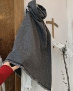 画像3: MARCHE' DE SOEUR／ウールへリンボンのポンチョ・杢チャコール (3)