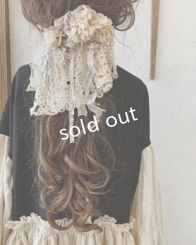 画像8: pollenbienco/アンティークレースとプリザーブドのウィッグバレッタ・A