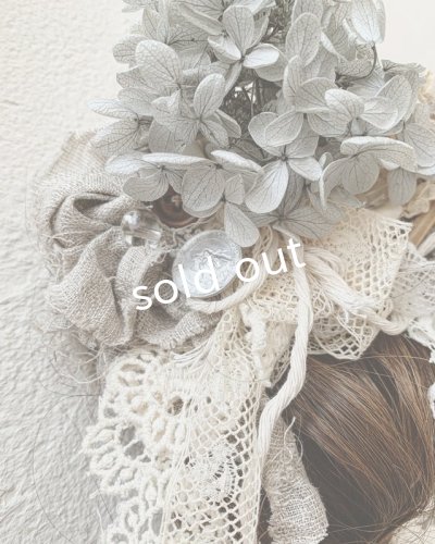 画像3: pollenbienco/アンティークレースとプリザーブドのウィッグバレッタ・B