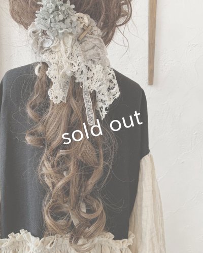 画像8: pollenbienco/アンティークレースとプリザーブドのウィッグバレッタ・B