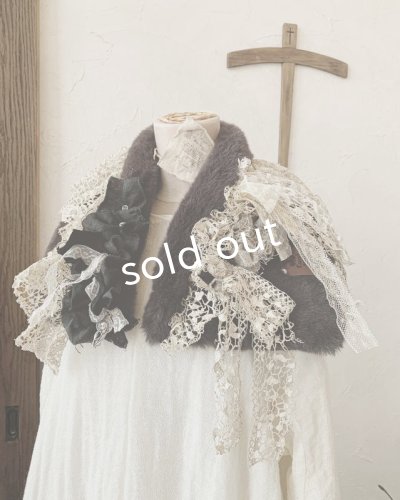 画像6: pollenbienco/アンティークレースのファーティペット・A