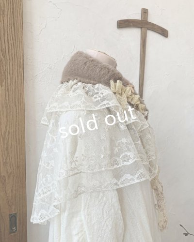 画像3: pollenbienco/アンティークレースのファーティペット・C