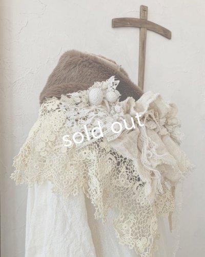 画像4: pollenbienco/アンティークレースのファーティペット・B