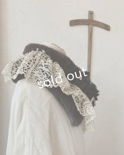 画像5: pollenbienco/アンティークレースのファーティペット・A