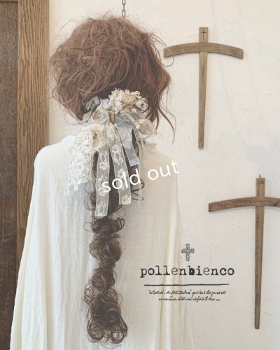 画像1: pollenbienco／アンティークレースとプリザーブドのウィッグバレッタ・B