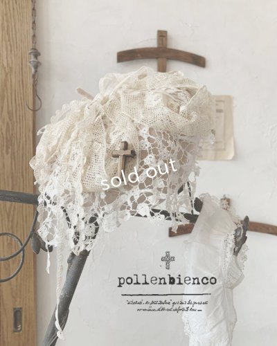 画像1: pollenbienco／アンティークレースのベレー・ベージュ