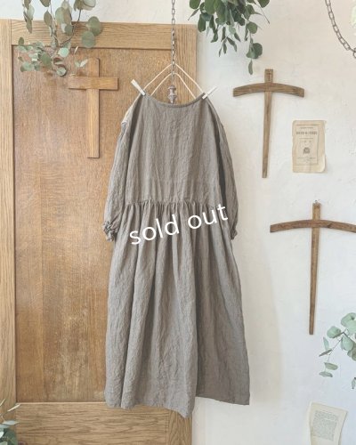 画像5: mifumi／アトリエ刺繍 キャロルのドレス・カーキ×薄カーキ