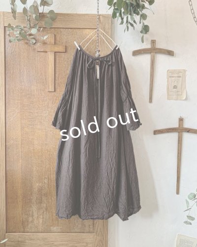 画像4: mifumi/アトリエ刺繍 森のオーバーワンピース・こげ茶