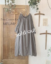 mifumi／アトリエ刺繍 森のオーバーワンピース・濃灰