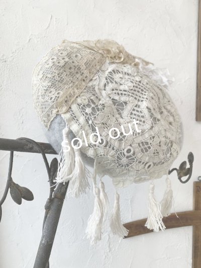 画像3: pollenbienco/アンティークレースのベレー・グレー