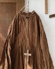 画像2: HALLELUJAH／1890's Bourgeron 羊飼いシャツワンピース・ Antique Brown（105cm丈） (2)