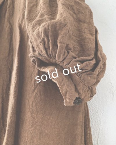 画像3: HALLELUJAH/1890's Bourgeron 羊飼いシャツワンピース・ Antique Brown(105cm丈)