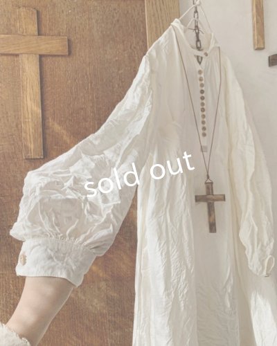 画像4: HALLELUJAH／1890's Bourgeron 羊飼いシャツワンピース・Off White（110cm丈）