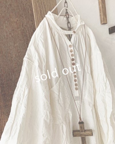 画像5: HALLELUJAH／1890's Bourgeron 羊飼いシャツワンピース・Off White（110cm丈）