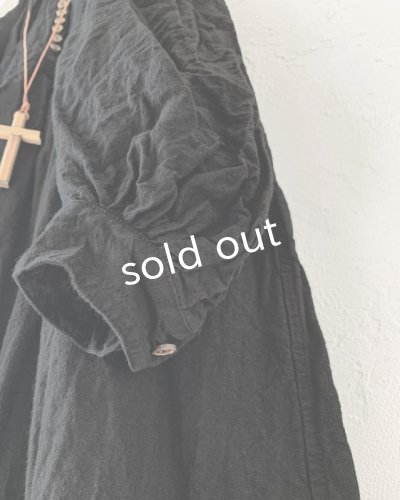 画像6: HALLELUJAH/1890's Bourgeron 羊飼いシャツワンピース・Black(110cm丈)