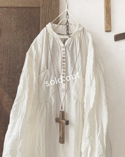 画像2: HALLELUJAH／1890's Bourgeron 羊飼いシャツワンピース・Off White（110cm丈）