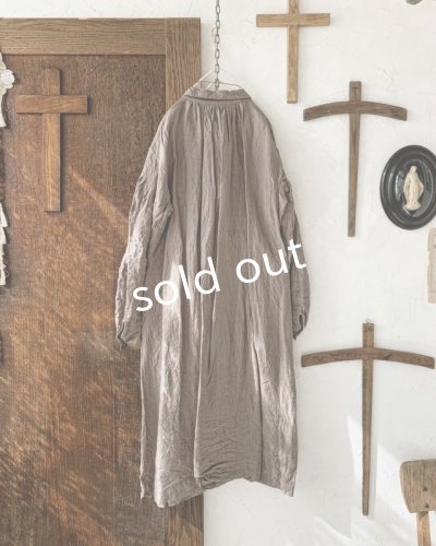 画像4: HALLELUJAH／1890's Bourgeron 羊飼いシャツワンピース・ Brown（110cm丈）