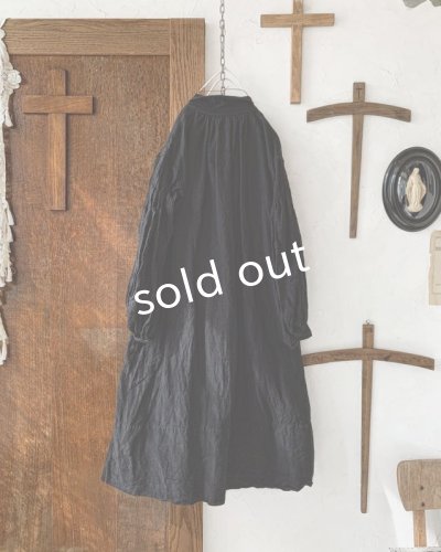 画像7: HALLELUJAH/1890's Bourgeron 羊飼いシャツワンピース・Black(110cm丈)