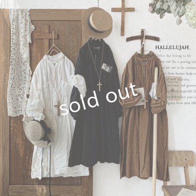 画像10: HALLELUJAH/1890's Bourgeron 羊飼いシャツワンピース・Black(110cm丈)