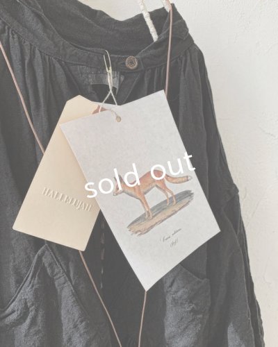 画像9: HALLELUJAH/1890's Bourgeron 羊飼いシャツワンピース・Black(110cm丈)