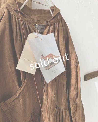 画像6: HALLELUJAH/1890's Bourgeron 羊飼いシャツワンピース・ Antique Brown(105cm丈)