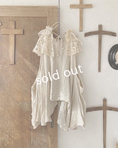 画像8: pollenbienco／アンティークレースのガーゼベスト・a