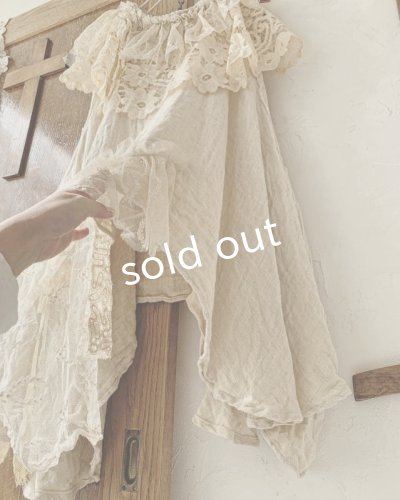 画像4: pollenbienco／アンティークレースのガーゼベスト・a