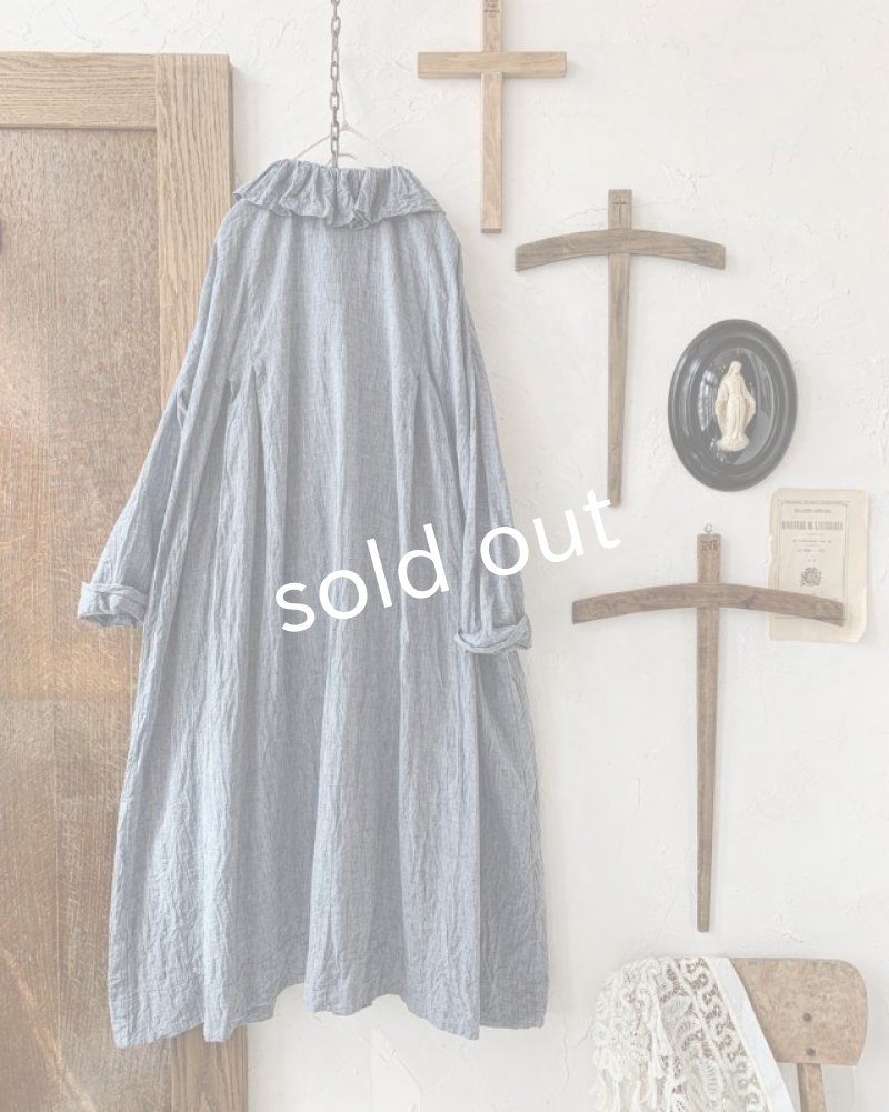 画像9: MARCHE' DE SOEUR／フローフリルワンピース・シャンブレーブルー (9)