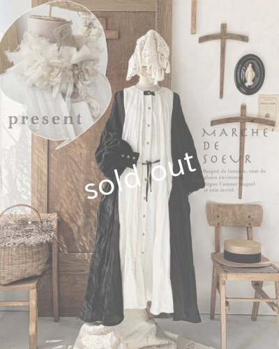 画像3: MARCHE' DE SOEUR/祈りのワンピース+pollenbiencoアンティークレースの首飾り・ブラック