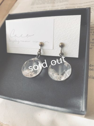 画像3: caco grass works／ヴィンテージガラスボタンのイヤリング・B