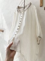 画像8: 【SALE】MARCHE' DE SOEUR／バイカラーボイルブラウス・オフ×生成り (8)