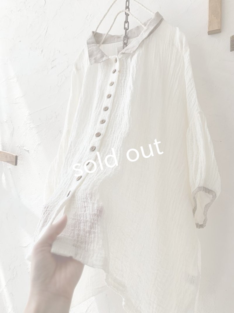 画像8: 【SALE】MARCHE' DE SOEUR／バイカラーボイルブラウス・オフ×生成り (8)