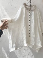 画像9: 【SALE】MARCHE' DE SOEUR／バイカラーボイルブラウス・オフ×生成り (9)