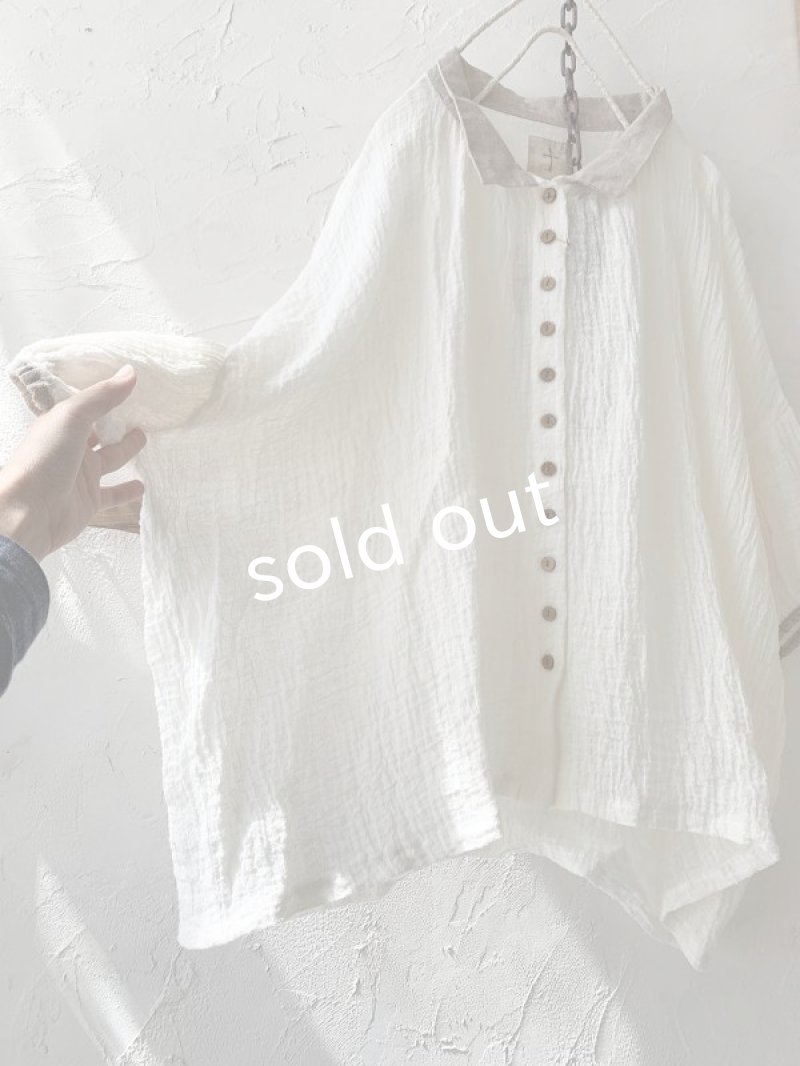画像9: 【SALE】MARCHE' DE SOEUR／バイカラーボイルブラウス・オフ×生成り (9)