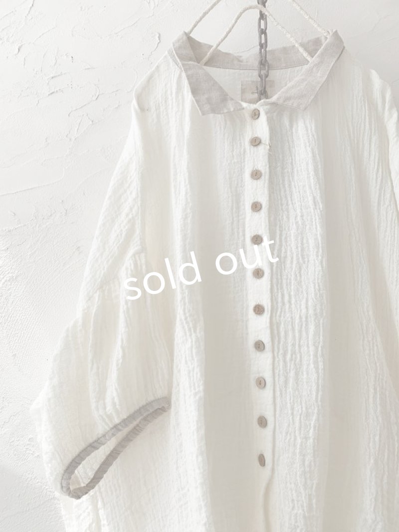 画像5: 【SALE】MARCHE' DE SOEUR／バイカラーボイルブラウス・オフ×生成り (5)