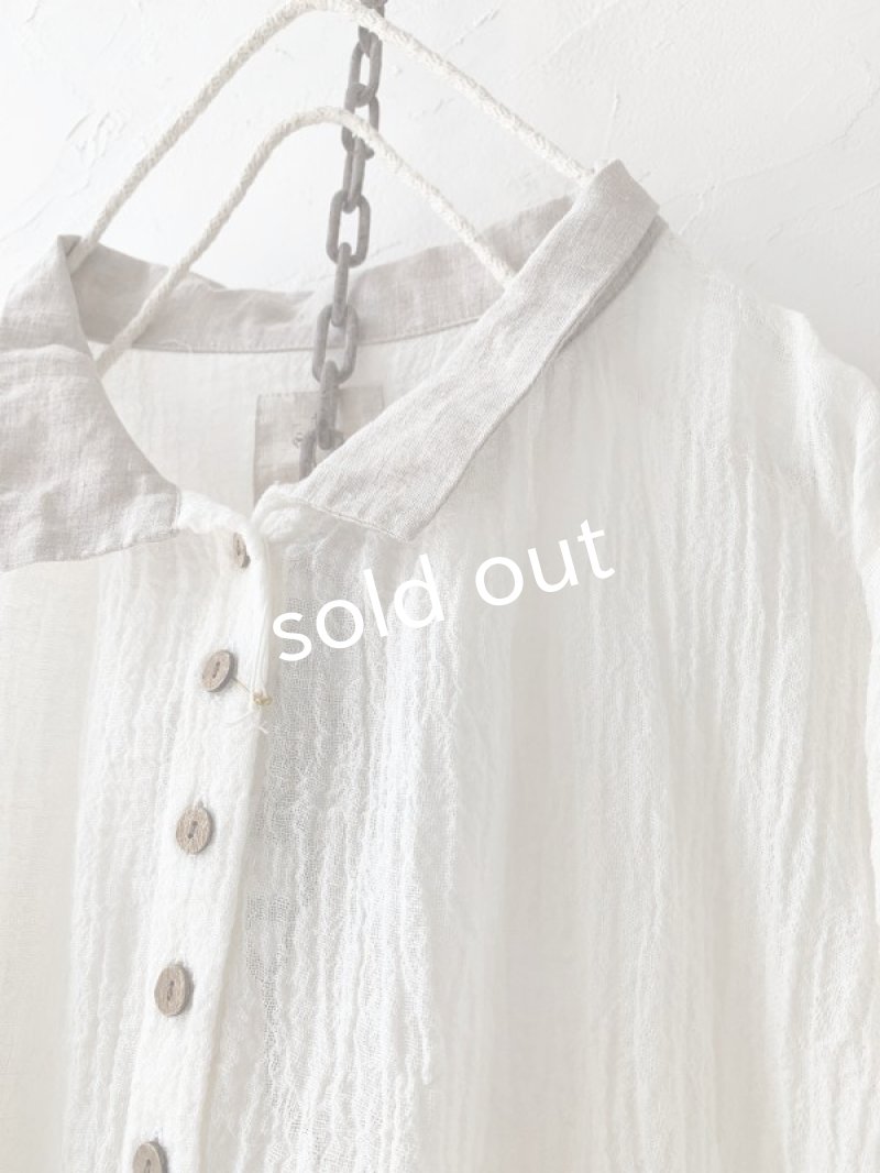 画像6: 【SALE】MARCHE' DE SOEUR／バイカラーボイルブラウス・オフ×生成り (6)